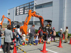 There was a long line to try out the mini excavator