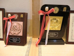 総合10位入賞の銅の盾と個人優秀選手賞（指揮者）の金の盾