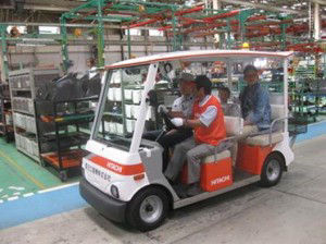 Tour of the assembly plant (electric-powered cart)