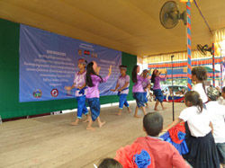 Demonstrating traditional Cambodian dance