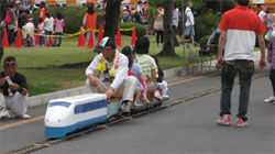 Visitors riding the mini train!