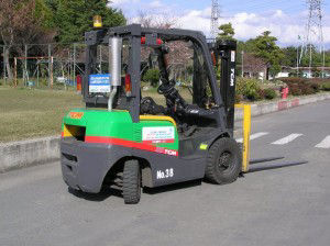 Forklift powered with biodiesel fuel