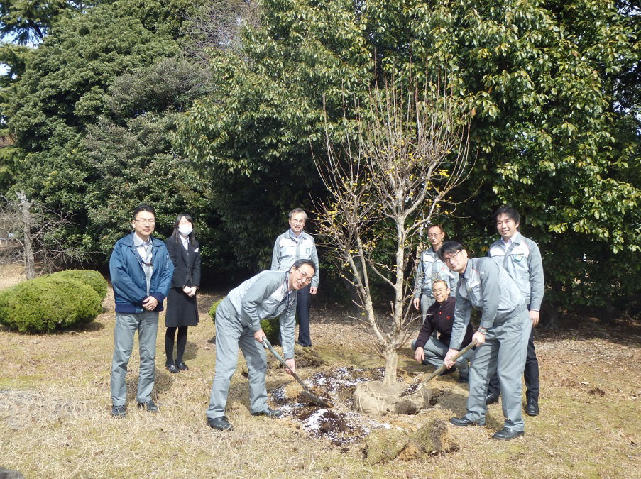 受賞記念の植樹（記念樹はサンシュユ）