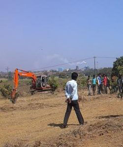 Backhoe in operation