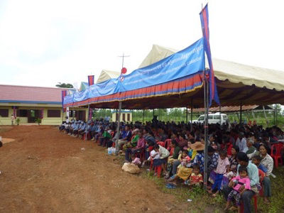 The villagers gathered for the ceremony