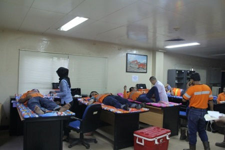 Volunteers donating blood at Sangatta