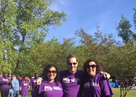 HCMA HR Manager, Jannice Ortiz-Renfroe (organizer of this annual event: left), HCMA Accounting Manager, Mark Lasiter (center) and HCMA Marketing Manager, Sam Shelton (right), at 2018 Coweta County March For Babies.