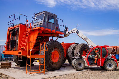 Dump truck being overhauled