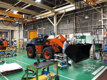 VE活動により工場全体のレイアウトを見直し、2020年４月よりミニホイールローダの生産を開始