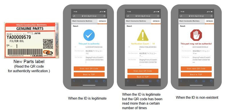 New Parts label and smartphone screen displays (for reference)