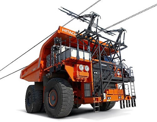 Hitachi Construction Machinery’s EH4000AC-3 rigid dump truck model with trolley