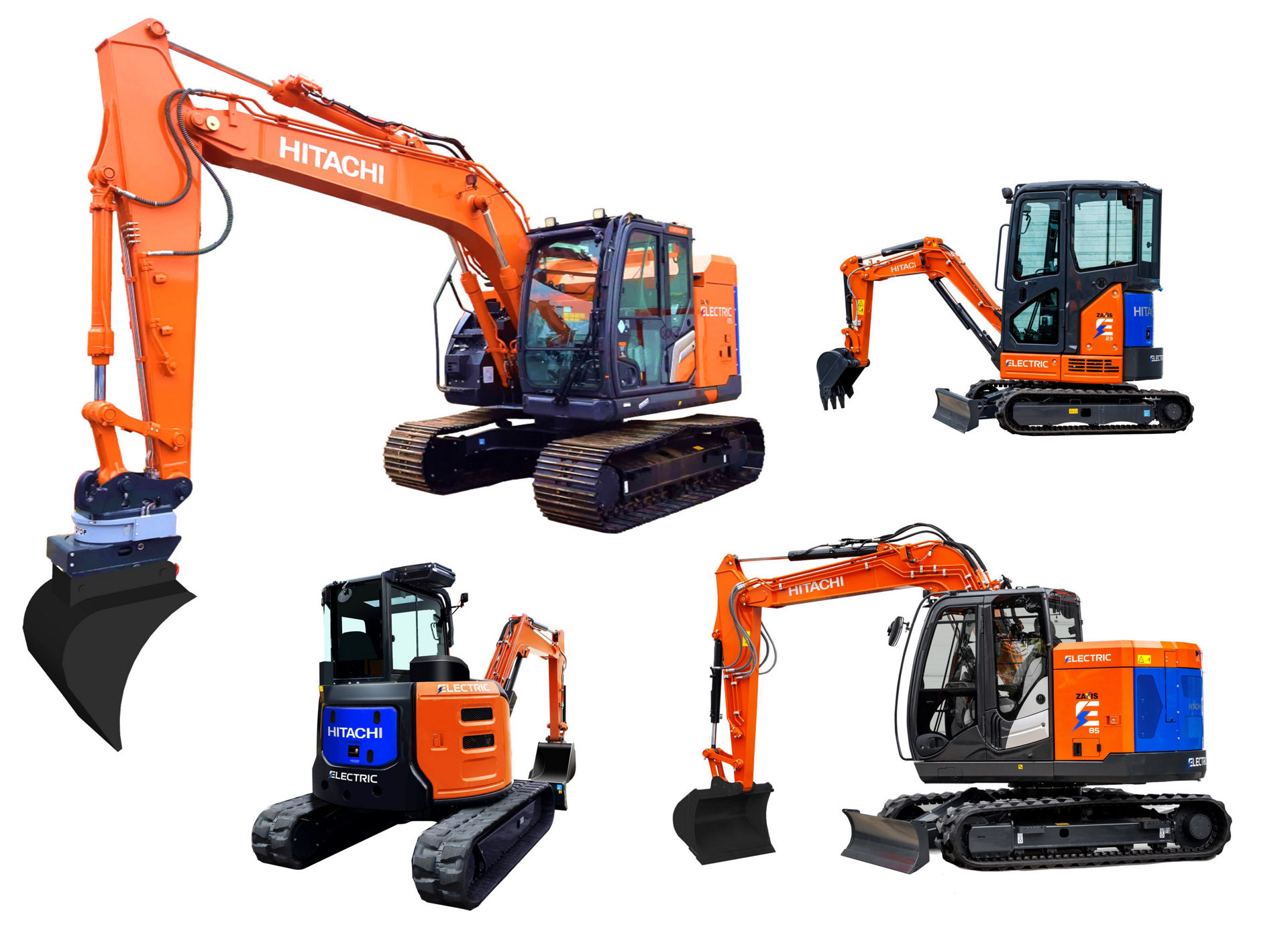 Battery-powered mini and compact excavators (2, 5, 8 and 13-tonne class)