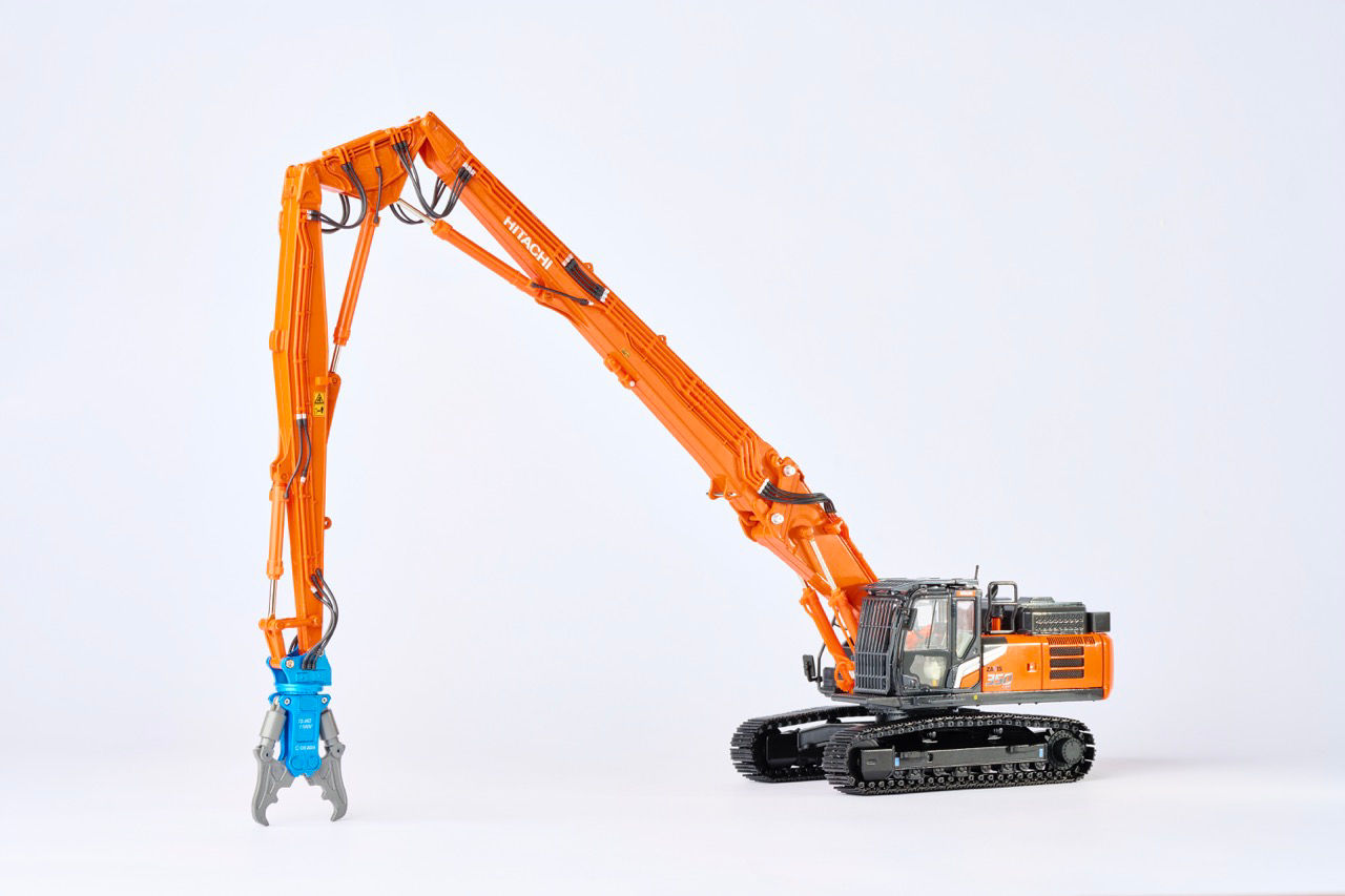 日立建機日本、数量限定「ZX350LCK-7 マルチブーム仕様機」ミニチュア
