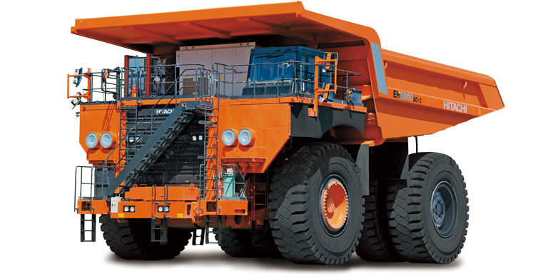  The tires on Hitachi Construction Machinery’s largest rigid dump truck are six times the size of regular passenger car tires!