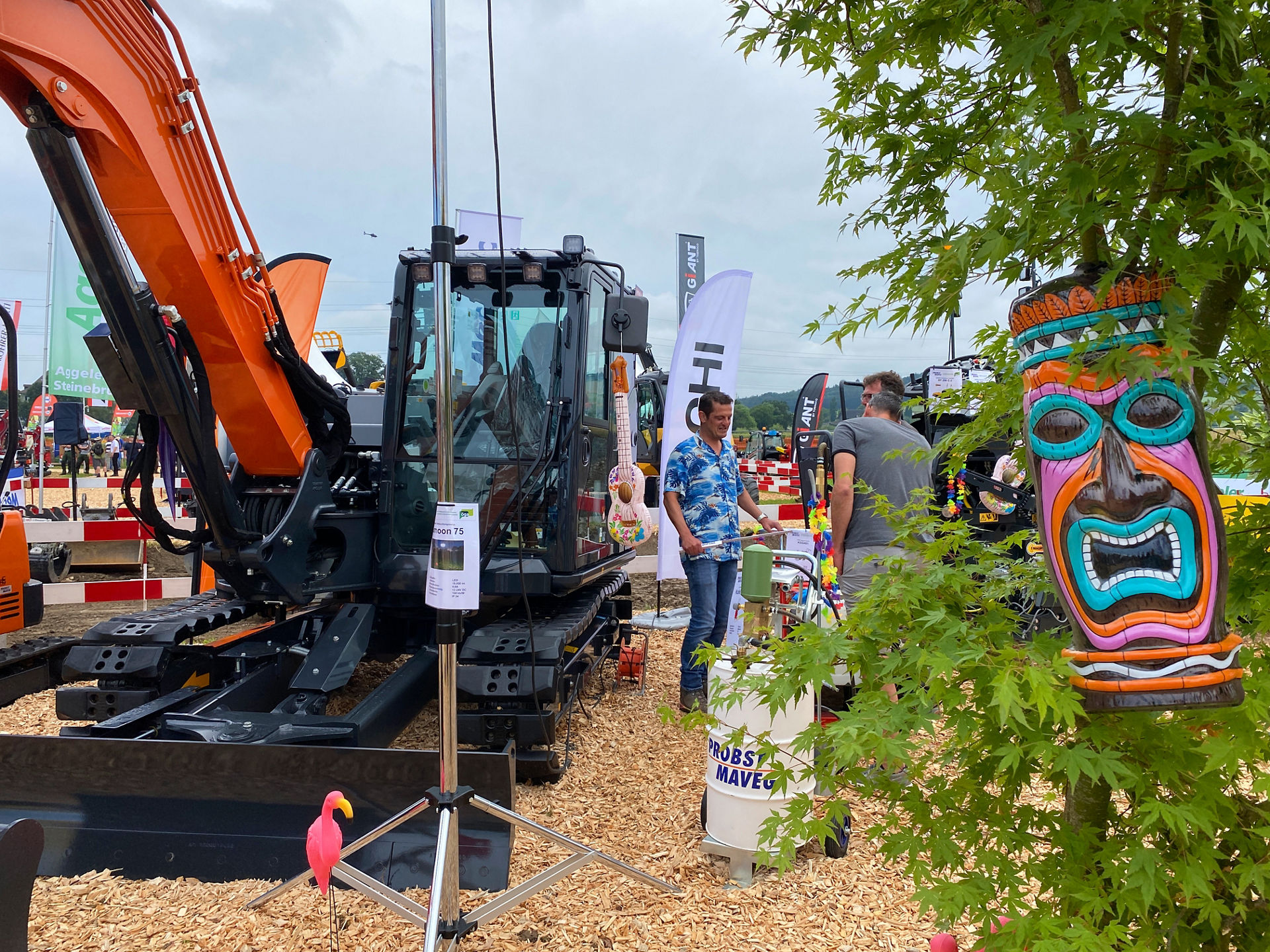 A Hitachi construction machinery excavator on the stand at Oga Fair 2024