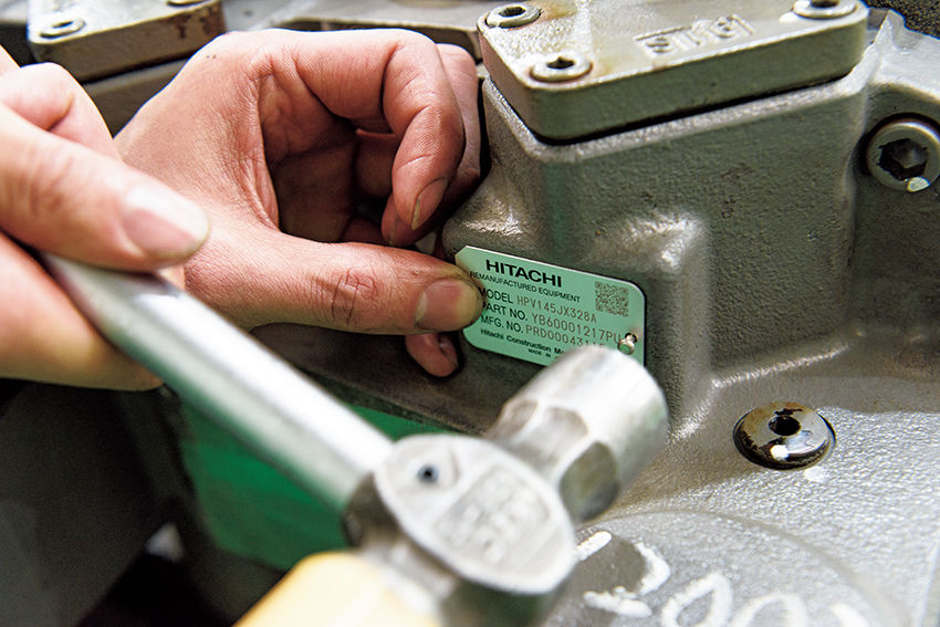 A PU part is being labeled after completing all processes.