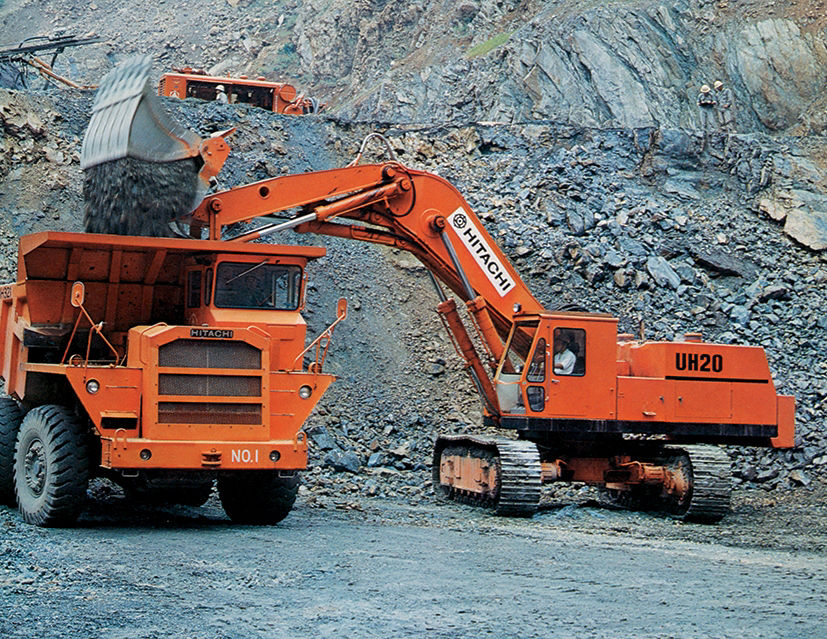 Launched UH20 the largest Japanese-made hydraulic loading shovel (at the time). Equipped UH20 with a horizontal extruding mechanism, a proprietary Hitachi technology.