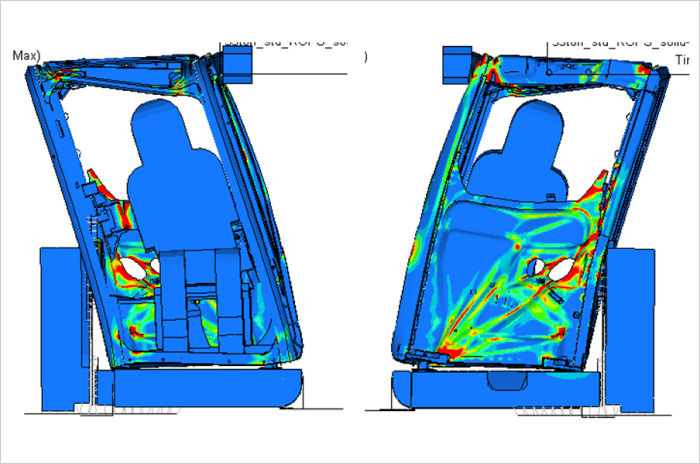 Elasto-plasticity analysis of ROPS test (lateral)"