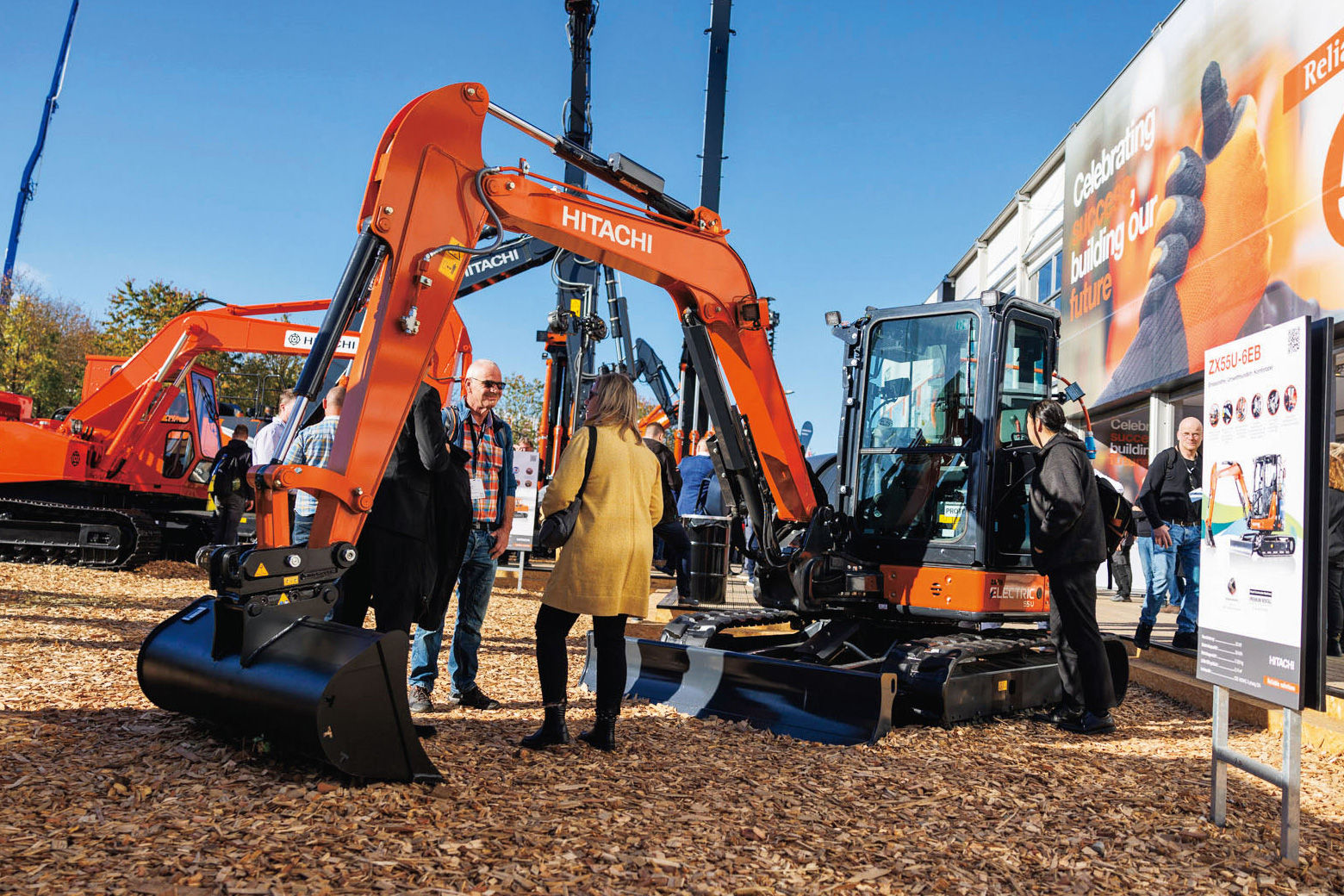 Hitachi Construction Machinery exhibited a range of small and mini battery operated excavators at bauma 2022.