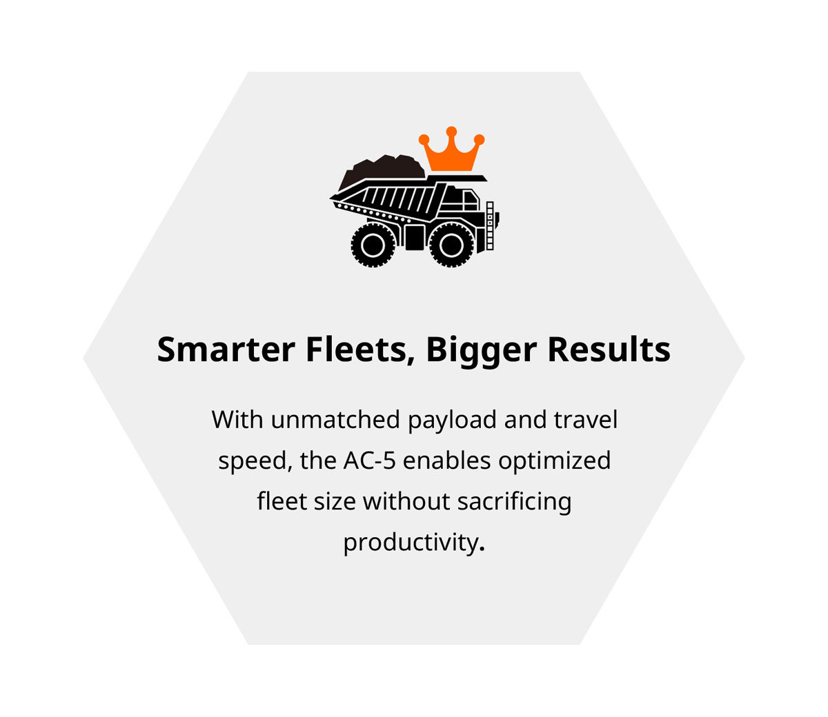 Smarter Fleets, Bigger Results / With unmatched payload and travel speed, the AC-5 enables optimized fleet size without sacrificing productivity.