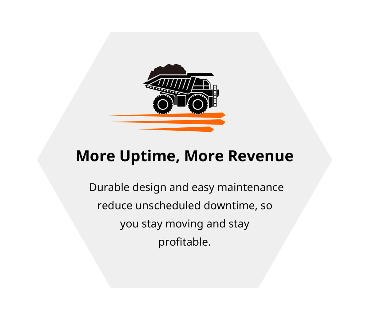 More Uptime, More Revenue / Durable design and easy maintenance reduce unscheduled downtime, so you stay moving and stay profitable.