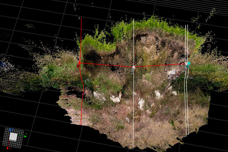 SL-Surveyで作製した点群と断面図