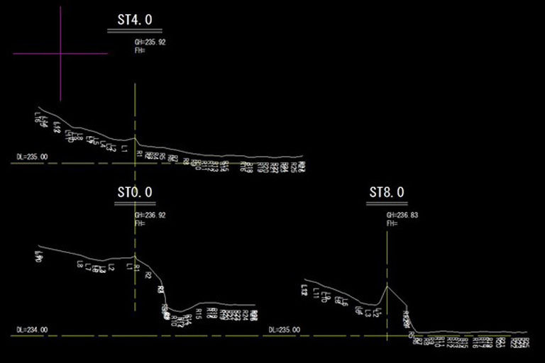 SL-Surveyで作製した点群と断面図