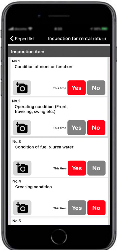 Acceptance or delivery inspection of rental machines