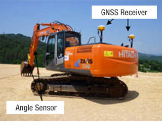 Hydraulic excavator with the machine guidance systems (ZX200)