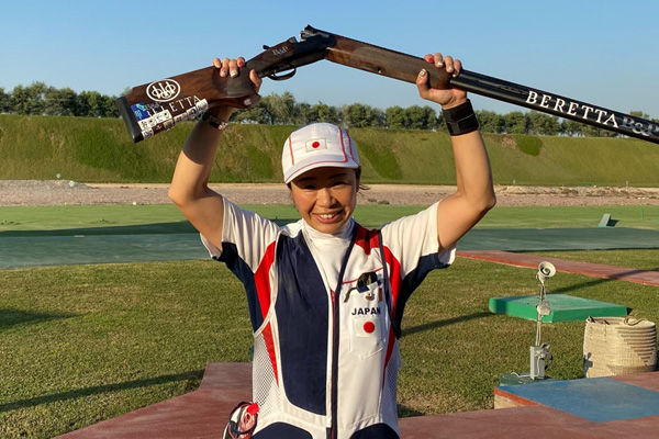 決勝戦終了後の中山選手（写真提供：日本クレー射撃協会）