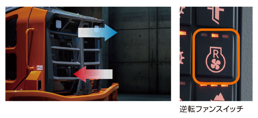 自動逆転クーリングファンを標準装備